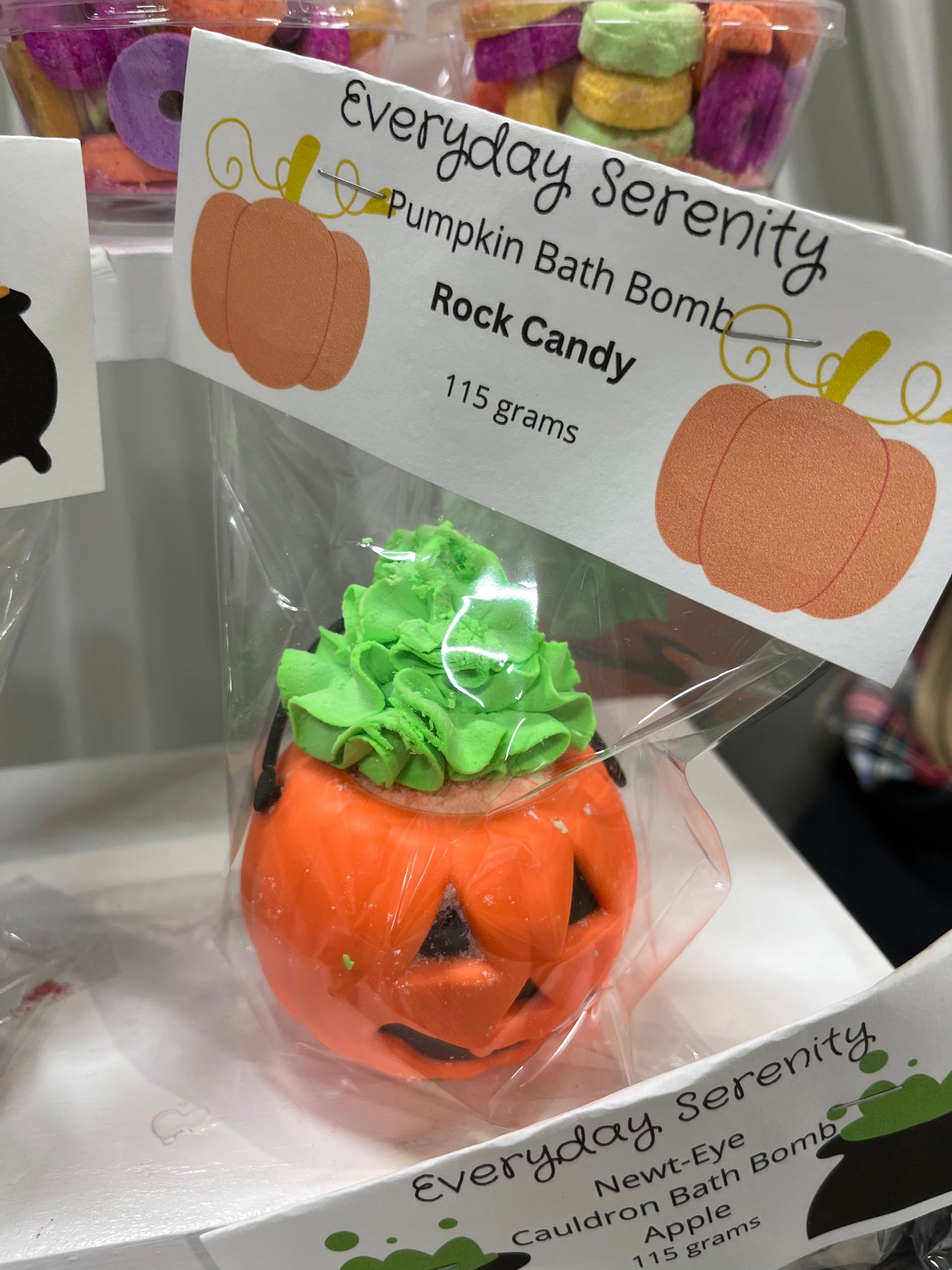 Pumpkin cauldron bubble bath and bath bomb